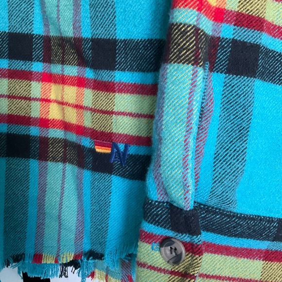 Aviator Nation Unisex Surf Blue Flannel Button Down Size Small - Picture 3 of 6